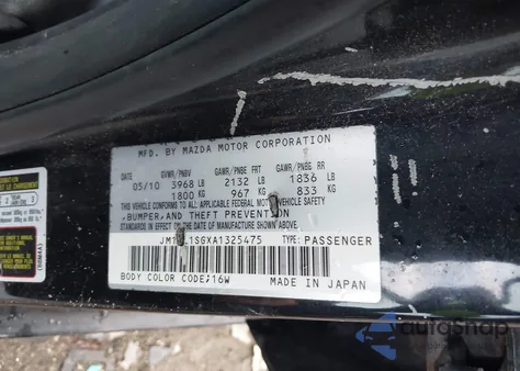 2010 Mazda Mazda3 I Touring z USA, uszkodzony, nr VIN JM1BL1SGXA1325475